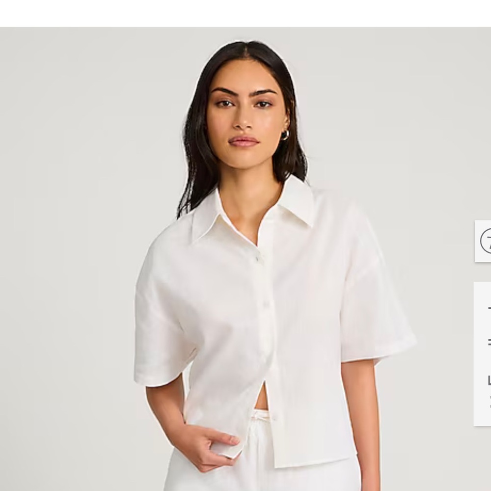 Express Boyfriend Portofino Linen / Cotton Button Down Tee